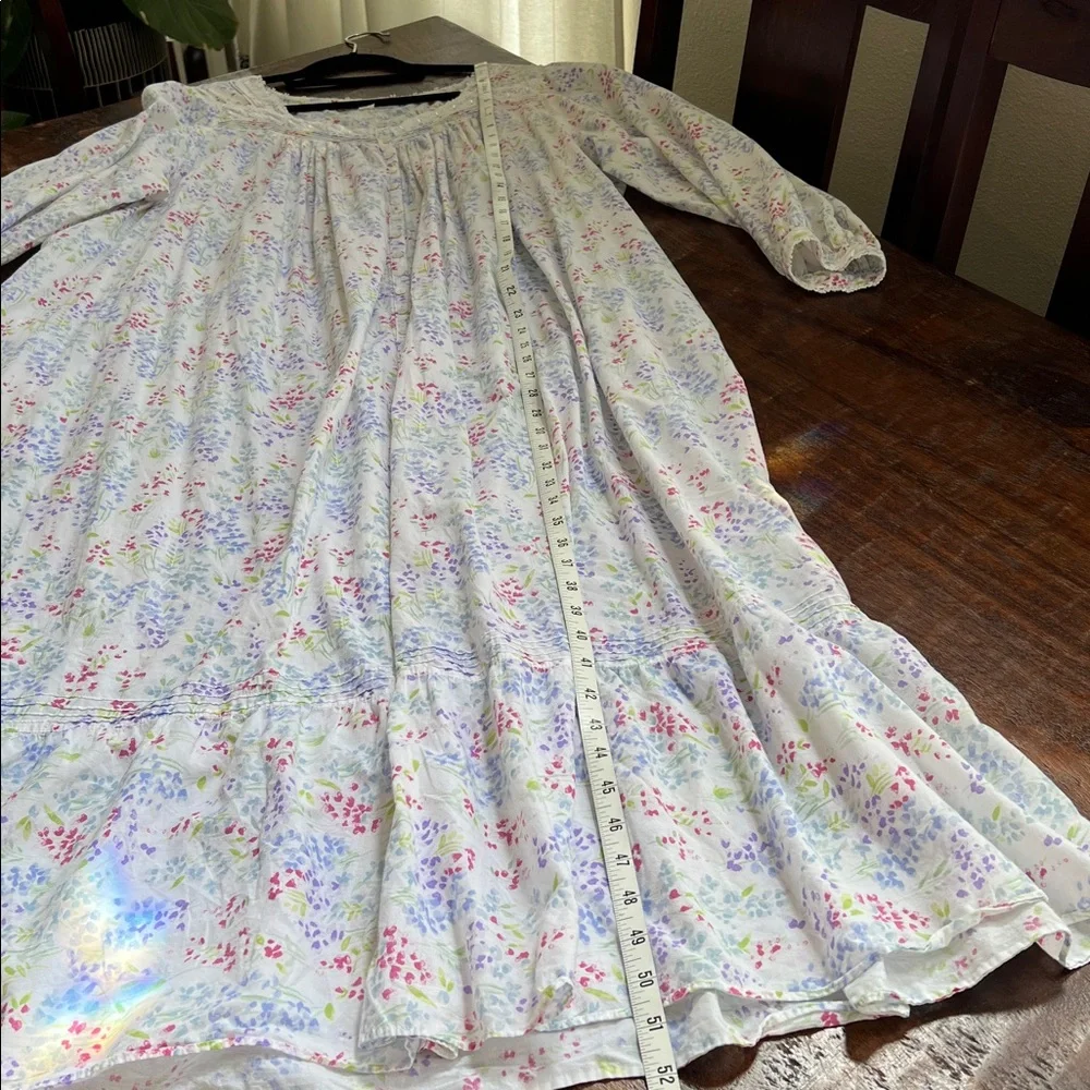 Eileen West Ballet Nightgown Cotton L-Sleeve Sweetheart Buttoned White Floral XL - Picture 11 of 14